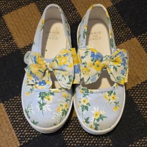 Janie and Jack Floral Bow Kids Shoes - Blue and Yellow
